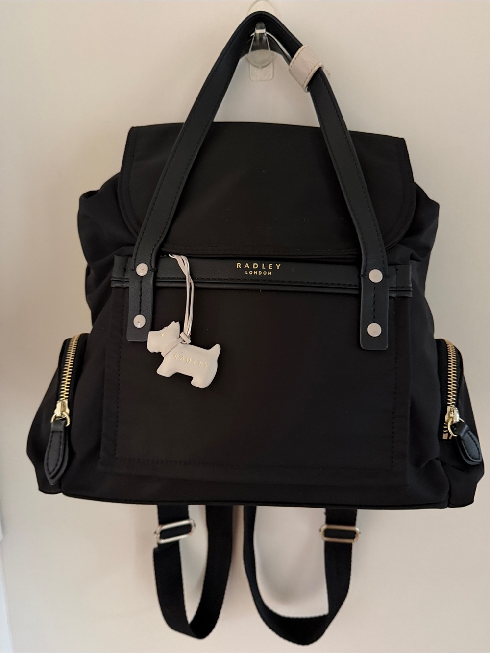Radley London River Street Flapover Black Nylon Backpack Bag